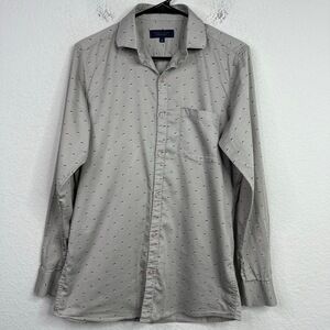 Zara Man Shirt Mens L Grey Abstract Regular Fit Long Sleeve Button Preppy Career